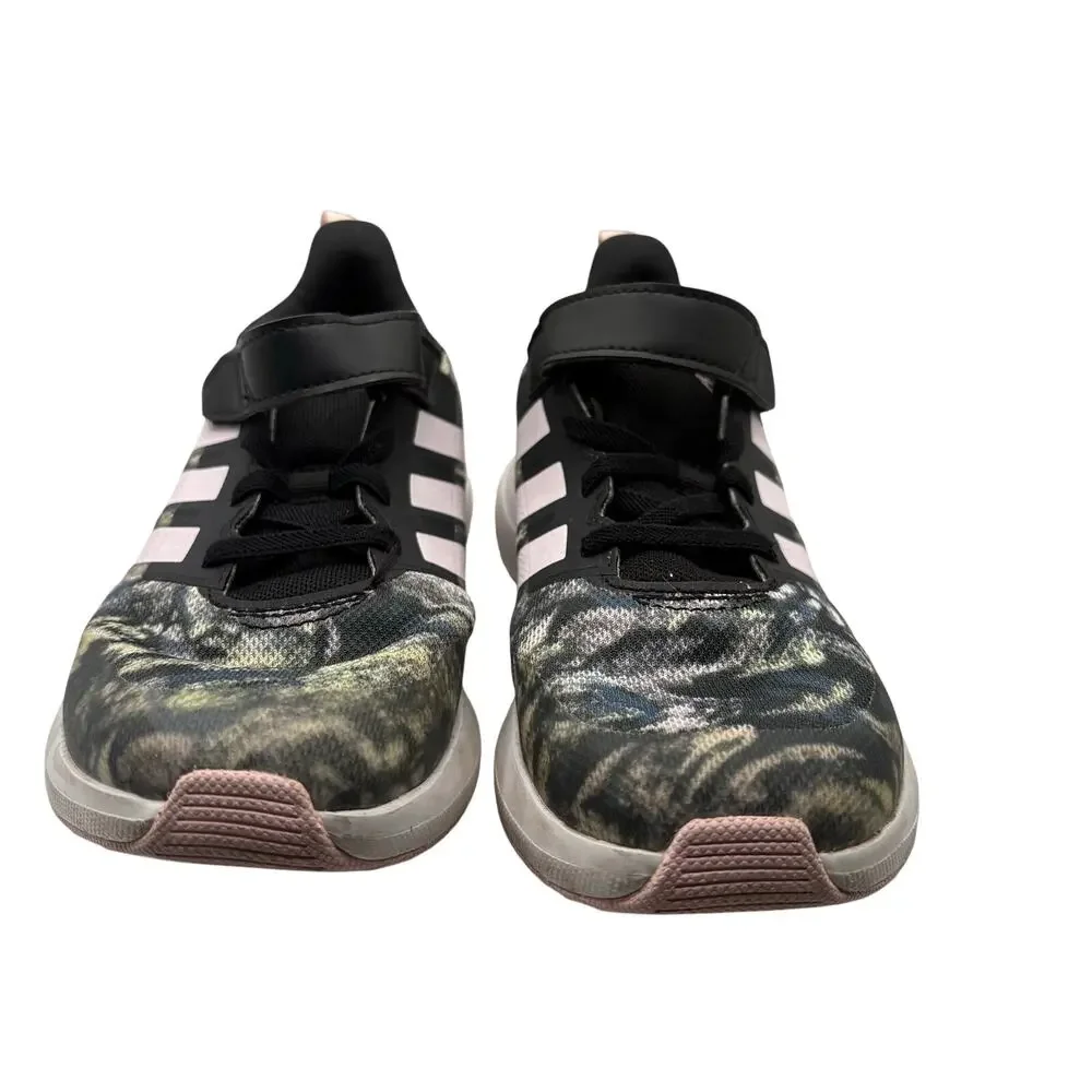 adidas Size 2 Green Camo Athletic Sneakers Lightweight Breathable Mesh Shoes